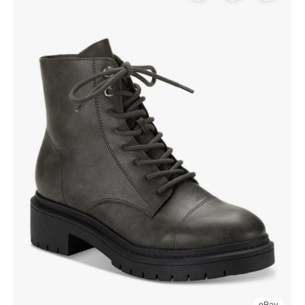 Style & Co Womens Zaharaa Platform Lace Up Boots Grey Size 7.5M New